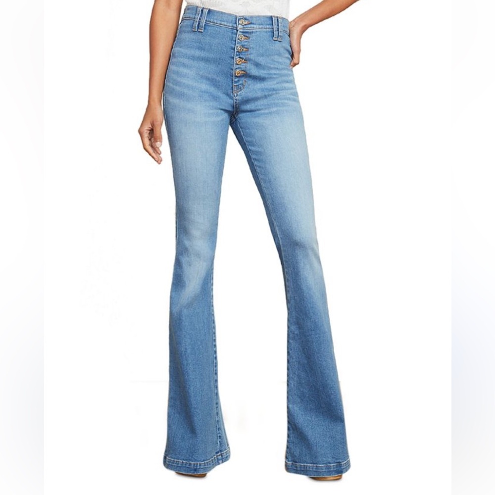 Veronica Beard Light Blue High-Rise Flare Jeans